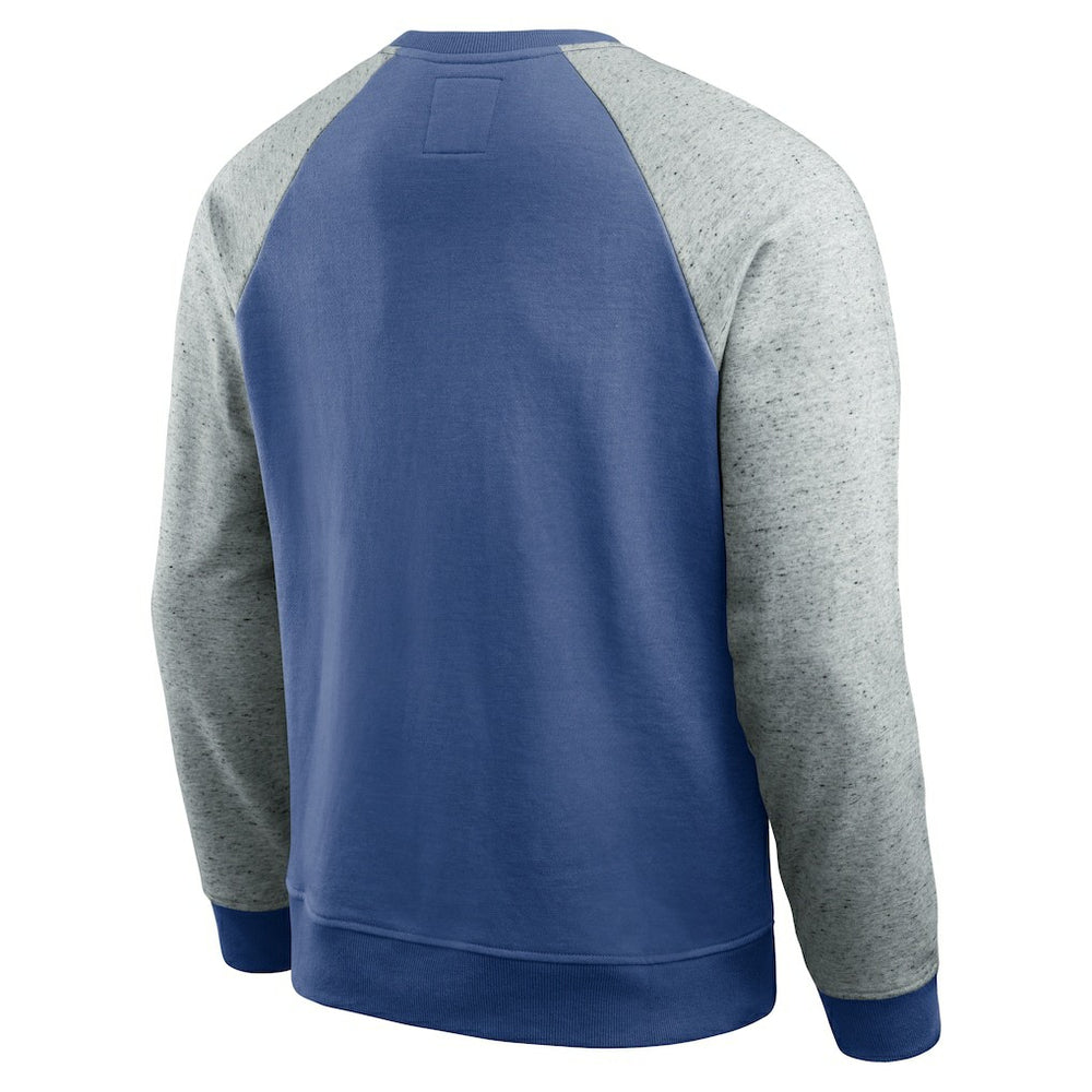 Seattle Seahawks Darius Rucker Collection Throwback Color Block Raglan Pullover Sweatshirt - Royal/Heather Gray on sale