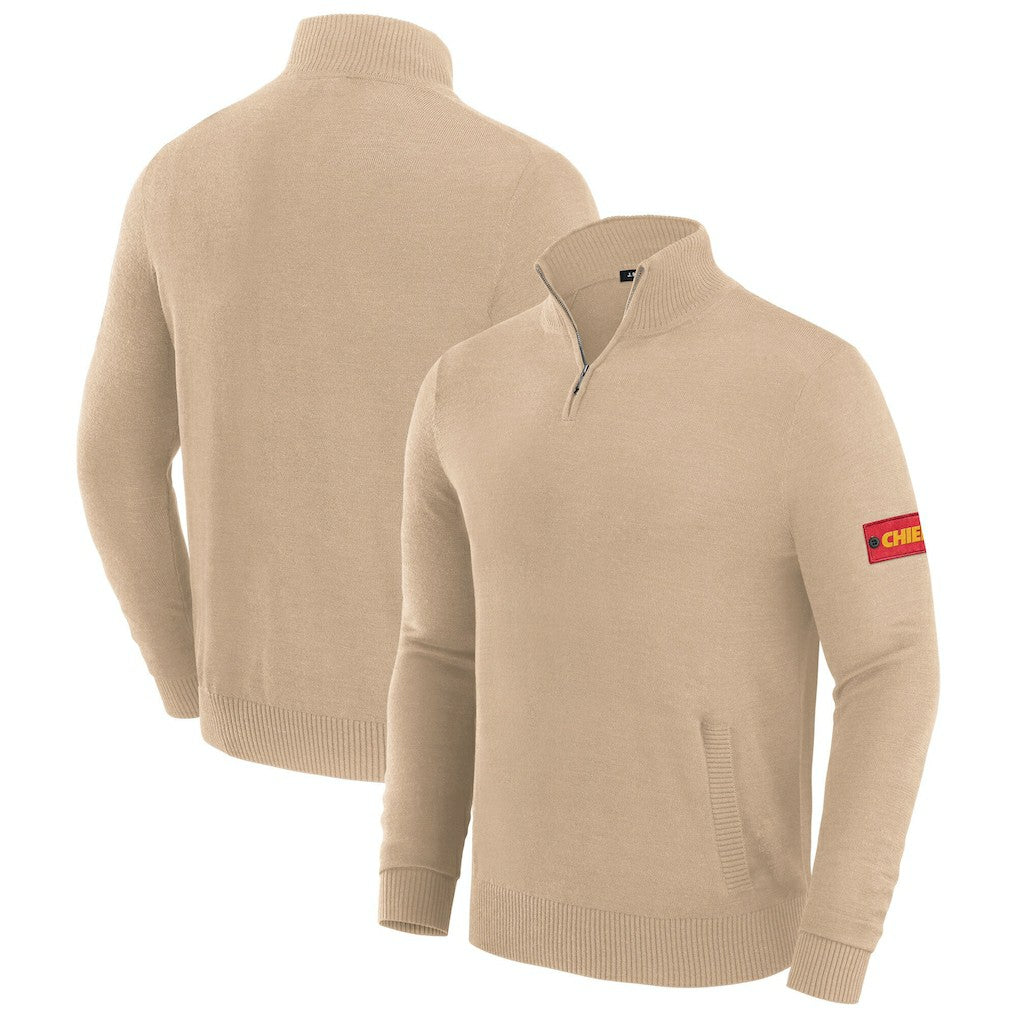 Kansas City Chiefs J. Palmer Franchise Quarter-Zip Sweater - Tan discount