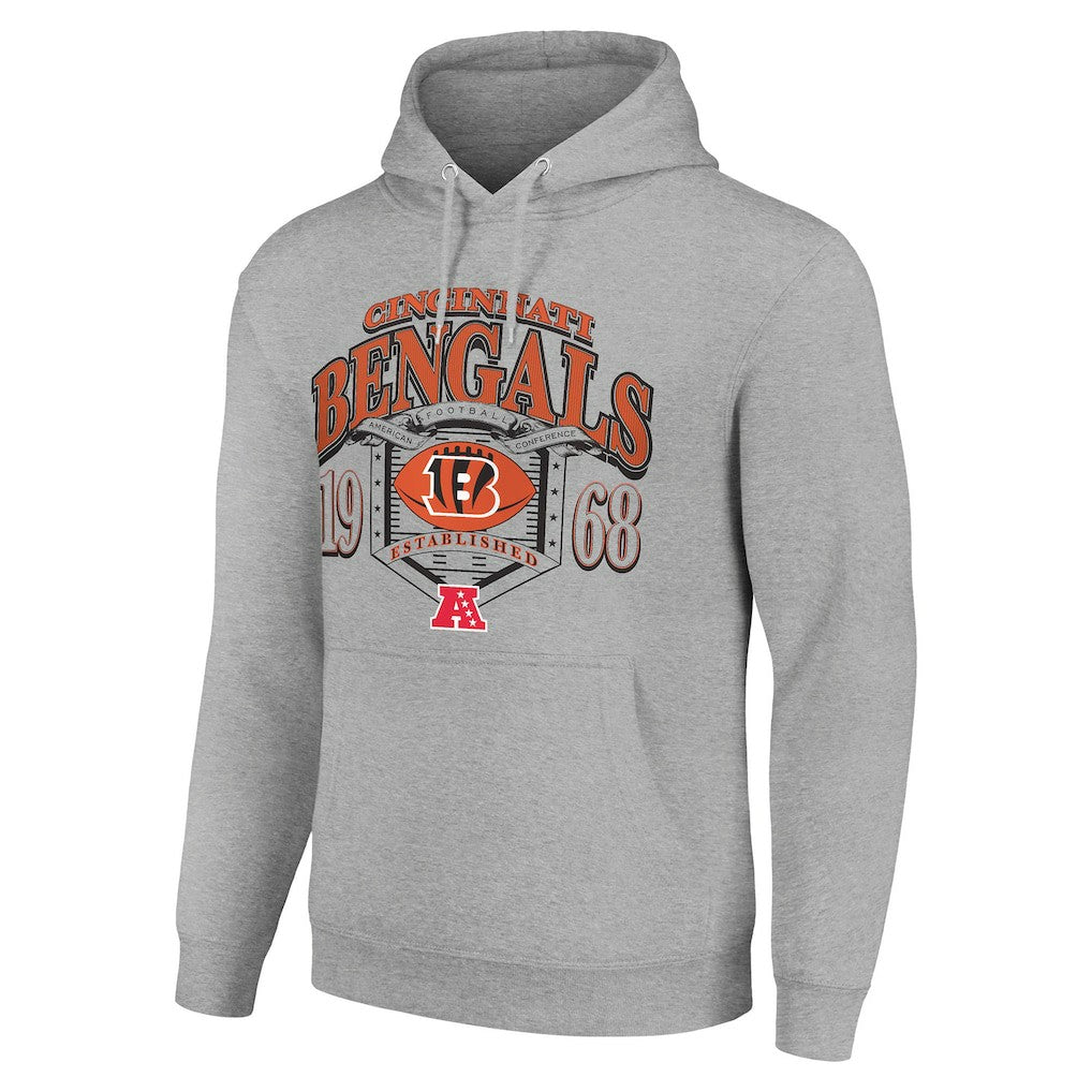 Cincinnati Bengals Starter 80s Retro Pullover Hoodie - Heather Gray cheap
