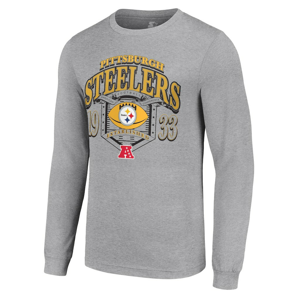 Pittsburgh Steelers Starter Retro Long Sleeve Graphic T-Shirt - Heather Gray online