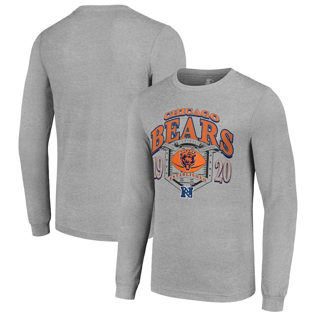 Chicago Bears Starter Retro Long Sleeve Graphic T-Shirt - Heather Gray discount