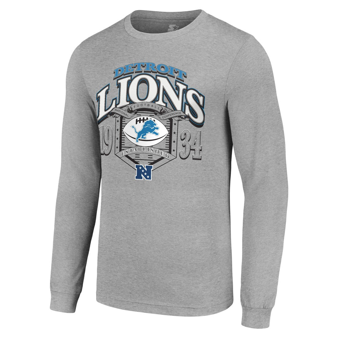 Detroit Lions Starter Retro Long Sleeve Graphic T-Shirt - Heather Gray outlet