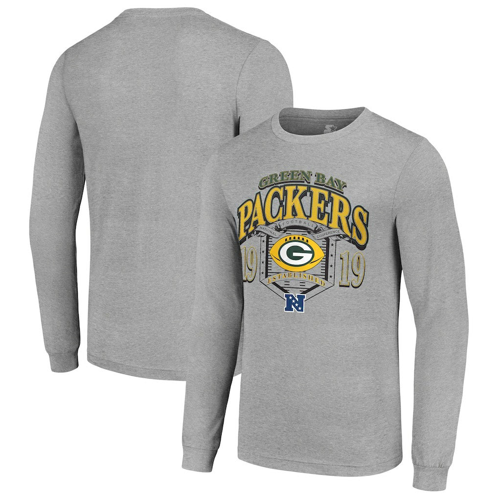 Green Bay Packers Starter Retro Long Sleeve Graphic T-Shirt - Heather Gray sale