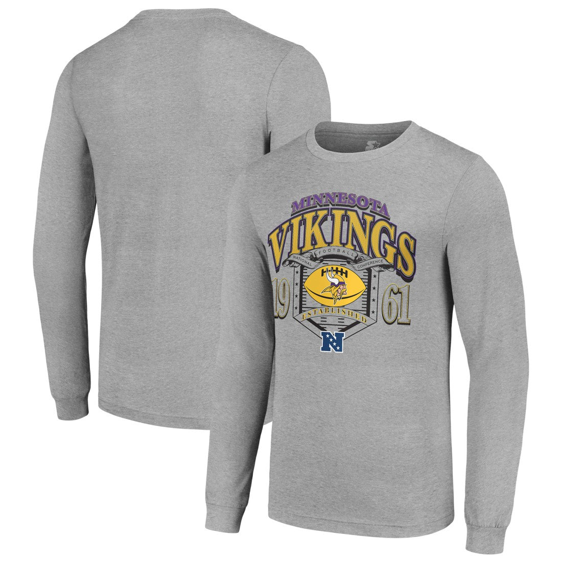 Minnesota Vikings Starter Retro Long Sleeve Graphic T-Shirt - Heather Gray cheap