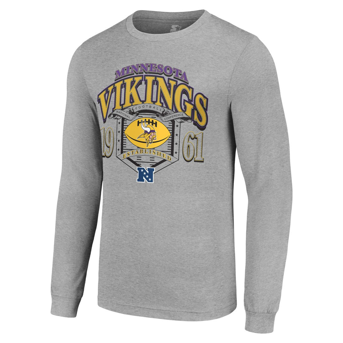 Minnesota Vikings Starter Retro Long Sleeve Graphic T-Shirt - Heather Gray cheap
