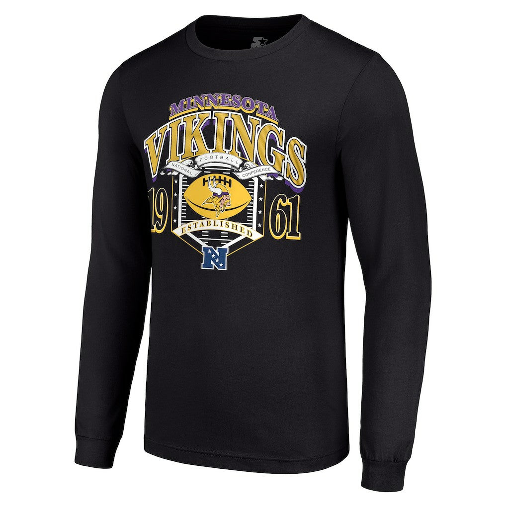 Minnesota Vikings Starter Retro Long Sleeve Graphic T-Shirt - Black for sale