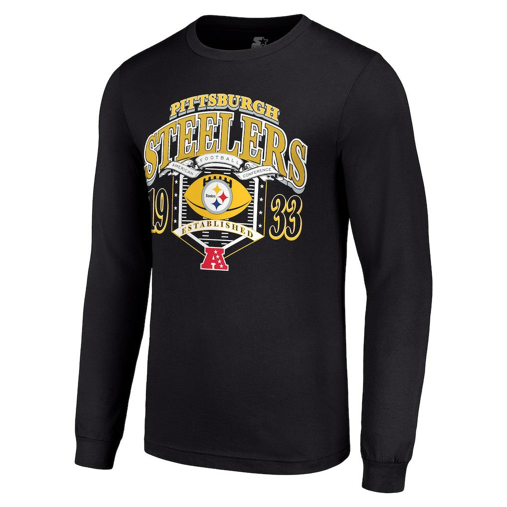 Pittsburgh Steelers Starter Retro Long Sleeve Graphic T-Shirt - Black cheap