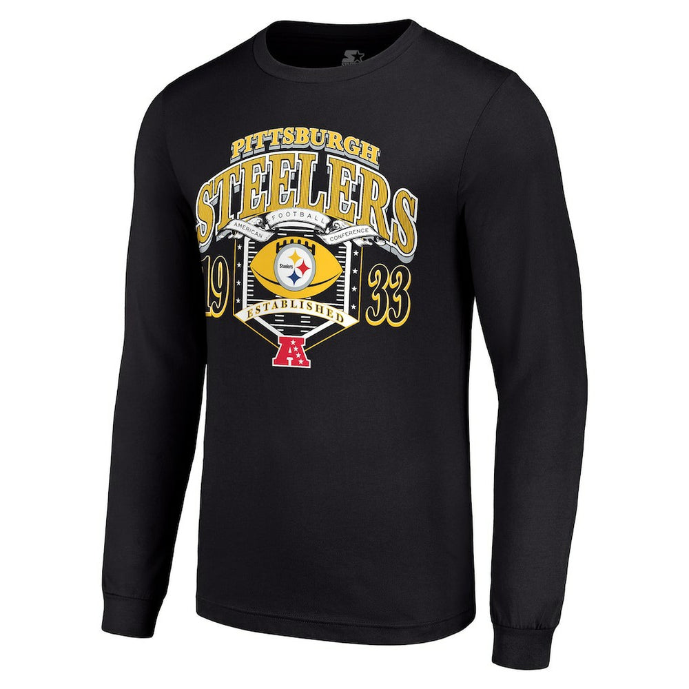 Pittsburgh Steelers Starter Retro Long Sleeve Graphic T-Shirt - Black cheap