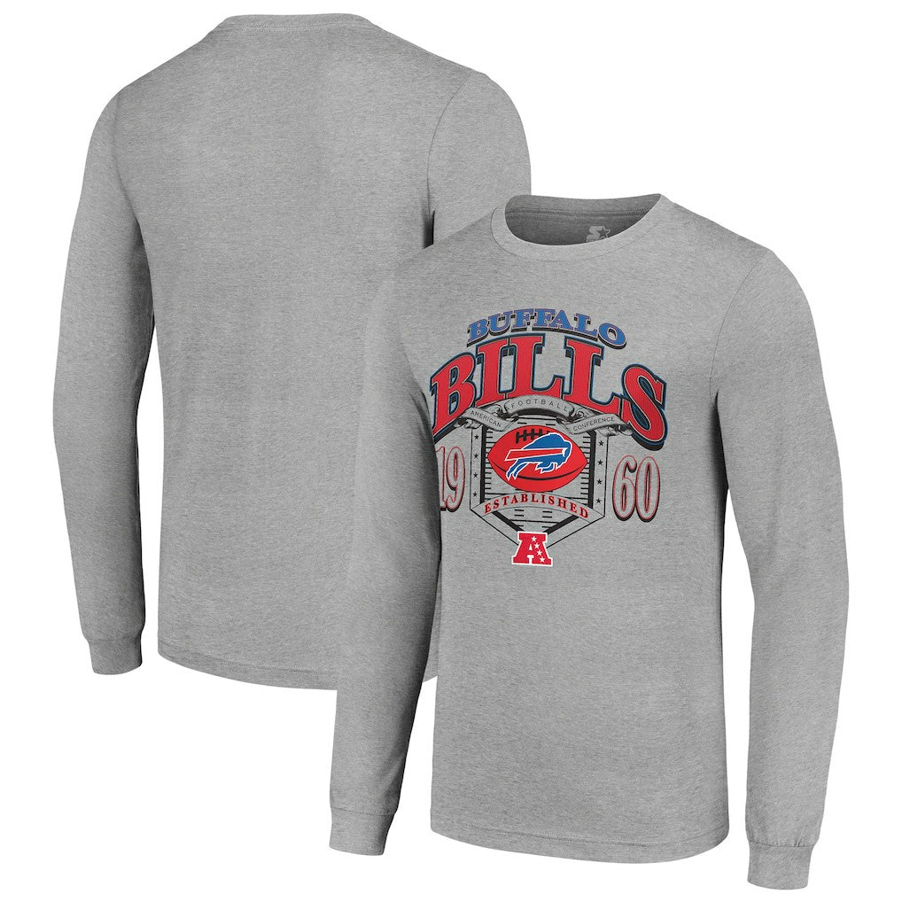 Buffalo Bills Starter Retro Long Sleeve Graphic T-Shirt - Heather Gray cheap
