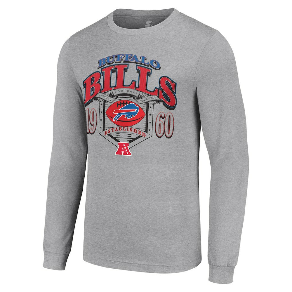 Buffalo Bills Starter Retro Long Sleeve Graphic T-Shirt - Heather Gray cheap