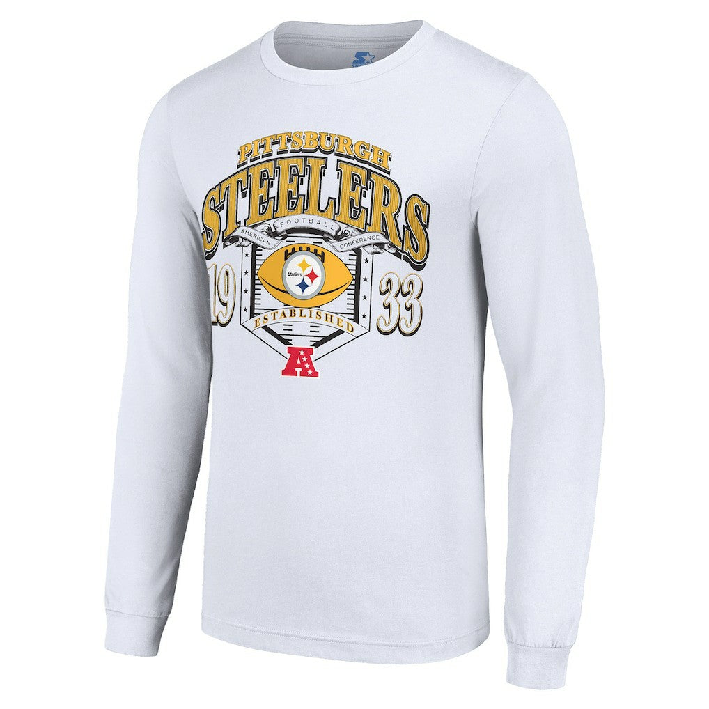 Pittsburgh Steelers Starter Retro Long Sleeve Graphic T-Shirt - White cheap