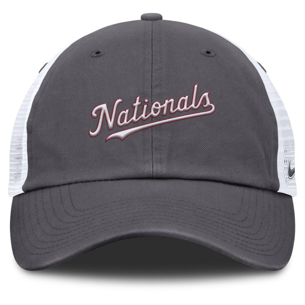 Washington Nationals Wordmark Club Adjustable Trucker Hat - Gray | Nike