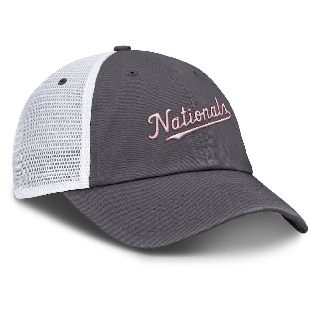 Washington Nationals Wordmark Club Adjustable Trucker Hat - Gray | Nike