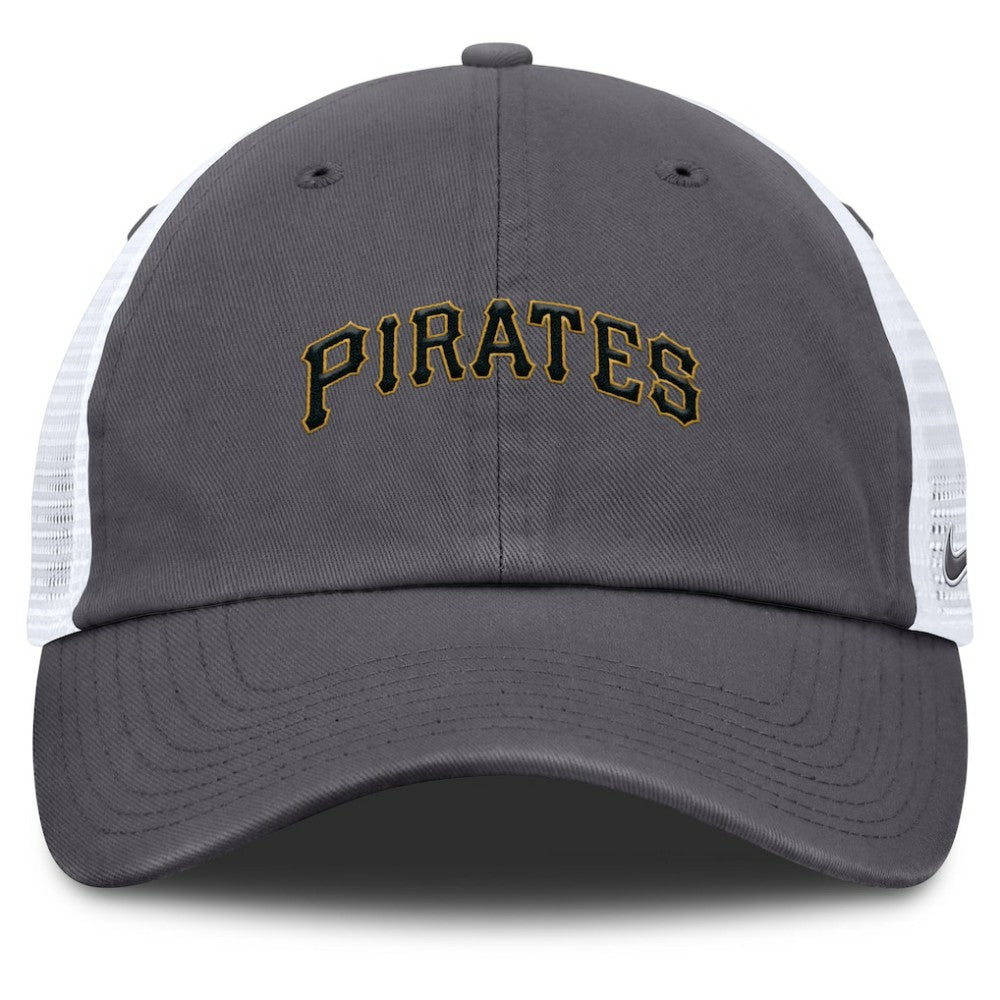 Pittsburgh Pirates Wordmark Club Adjustable Trucker Hat - Gray | Nike