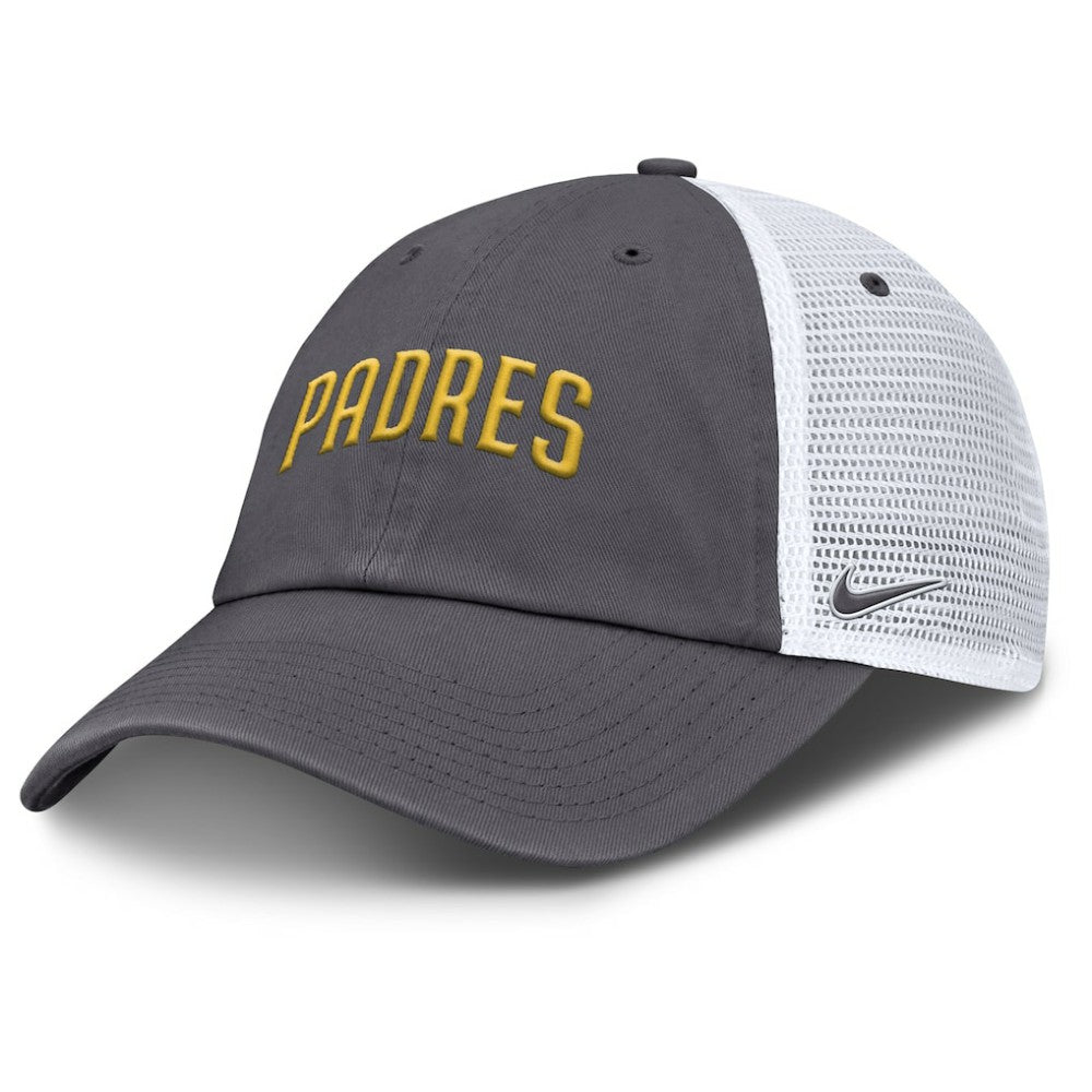 San Diego Padres Wordmark Club Adjustable Trucker Hat - Gray | Nike