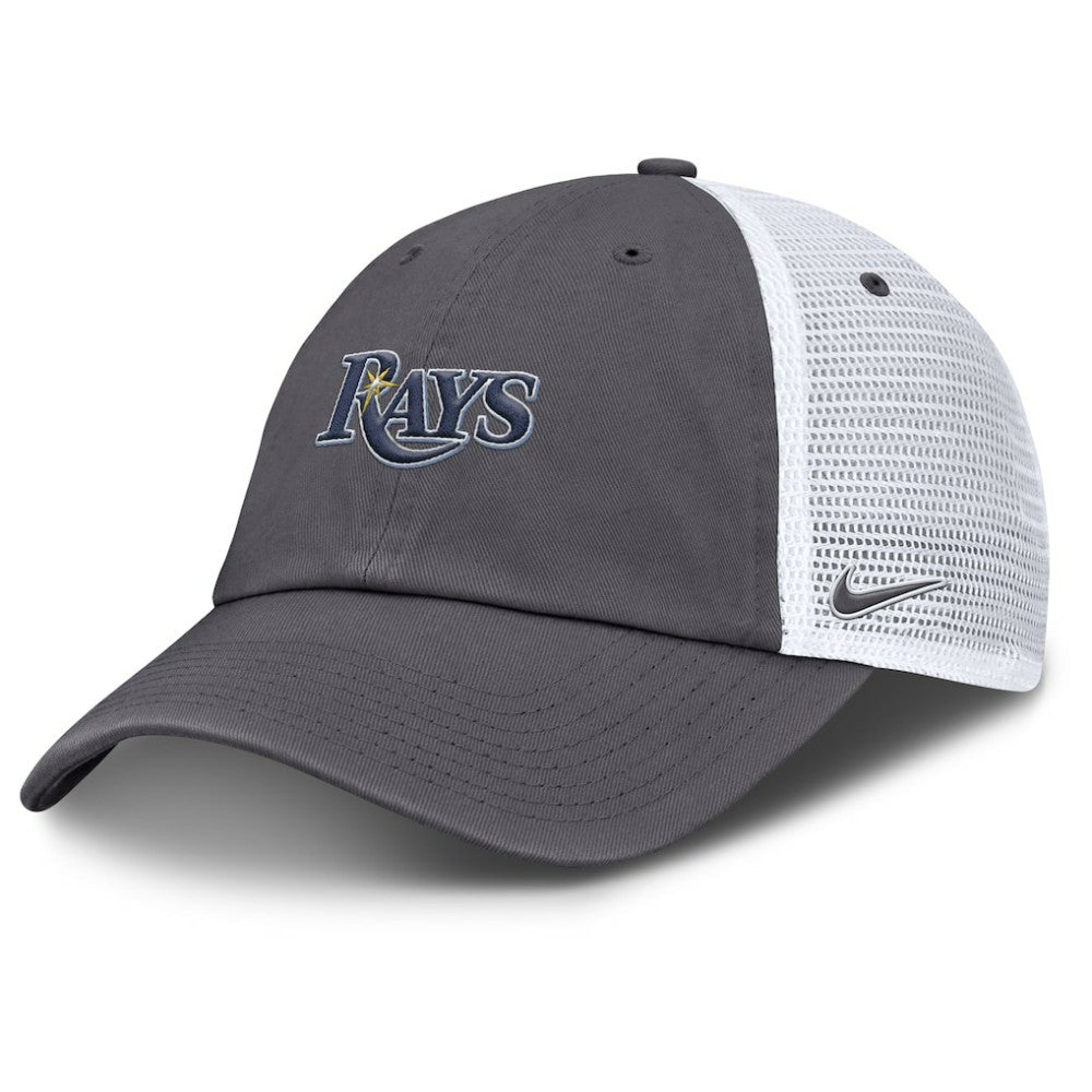 Tampa Bay Rays Wordmark Club Adjustable Trucker Hat - Gray | Nike