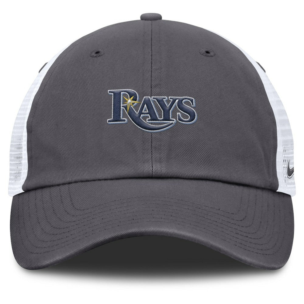 Tampa Bay Rays Wordmark Club Adjustable Trucker Hat - Gray | Nike