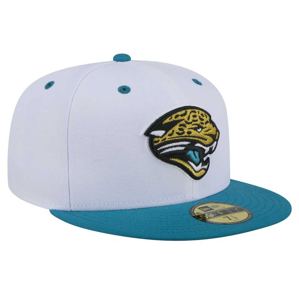 Jacksonville Jaguars New Era Throwback Logo Flipside Two-Tone 59FIFTY Fitted Hat - White/Teal sale