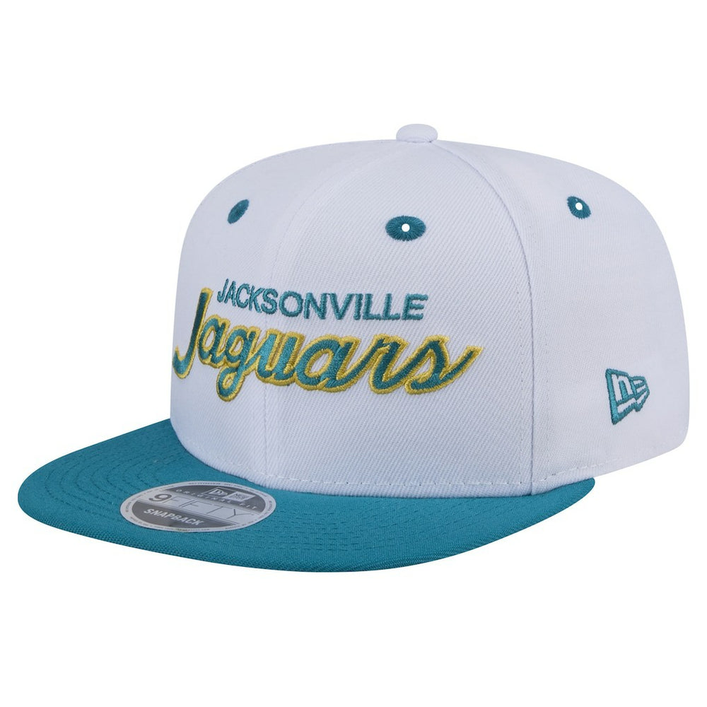 Jacksonville Jaguars New Era Throwback Sparky Original Fit 9FIFTY Snapback Hat - White/Teal for sale