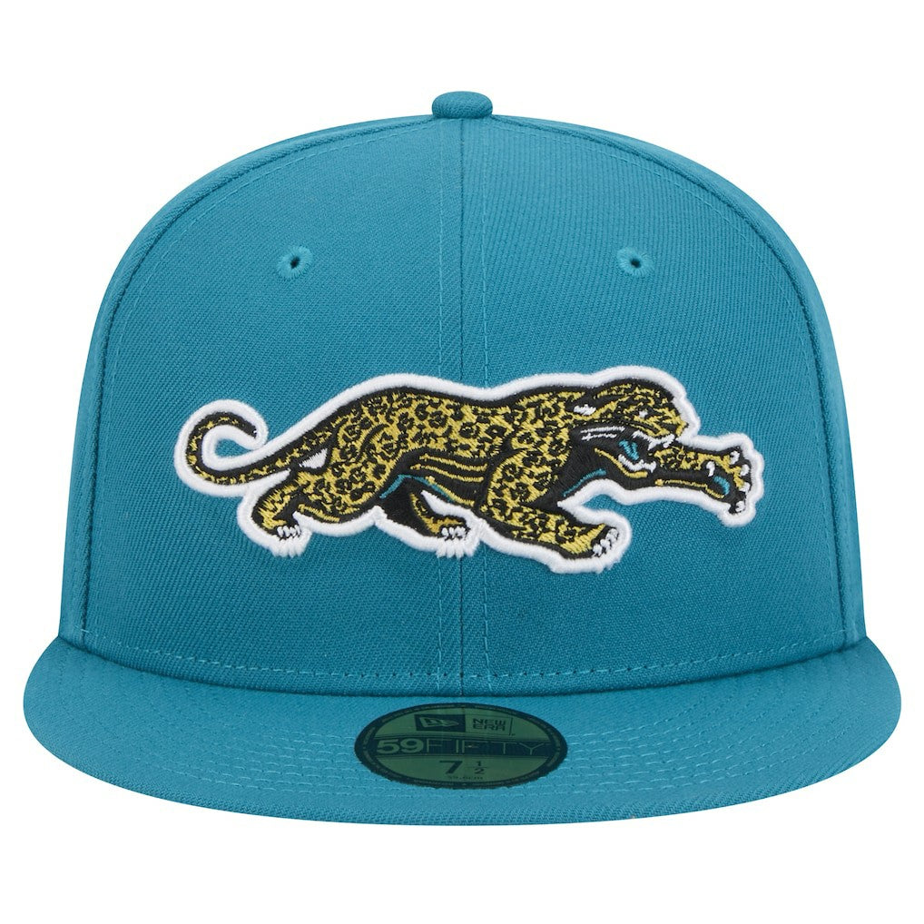 Jacksonville Jaguars New Era Throwback Crawl Omaha 59FIFTY Fitted Hat - Teal online