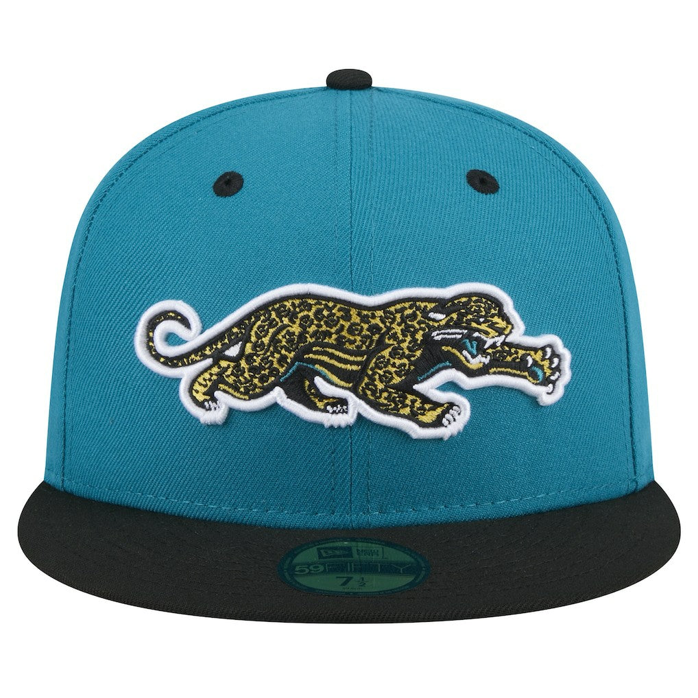 Jacksonville Jaguars New Era Throwback Crawl Flipside Two-Tone 59FIFTY Fitted Hat - Teal/Black on sale