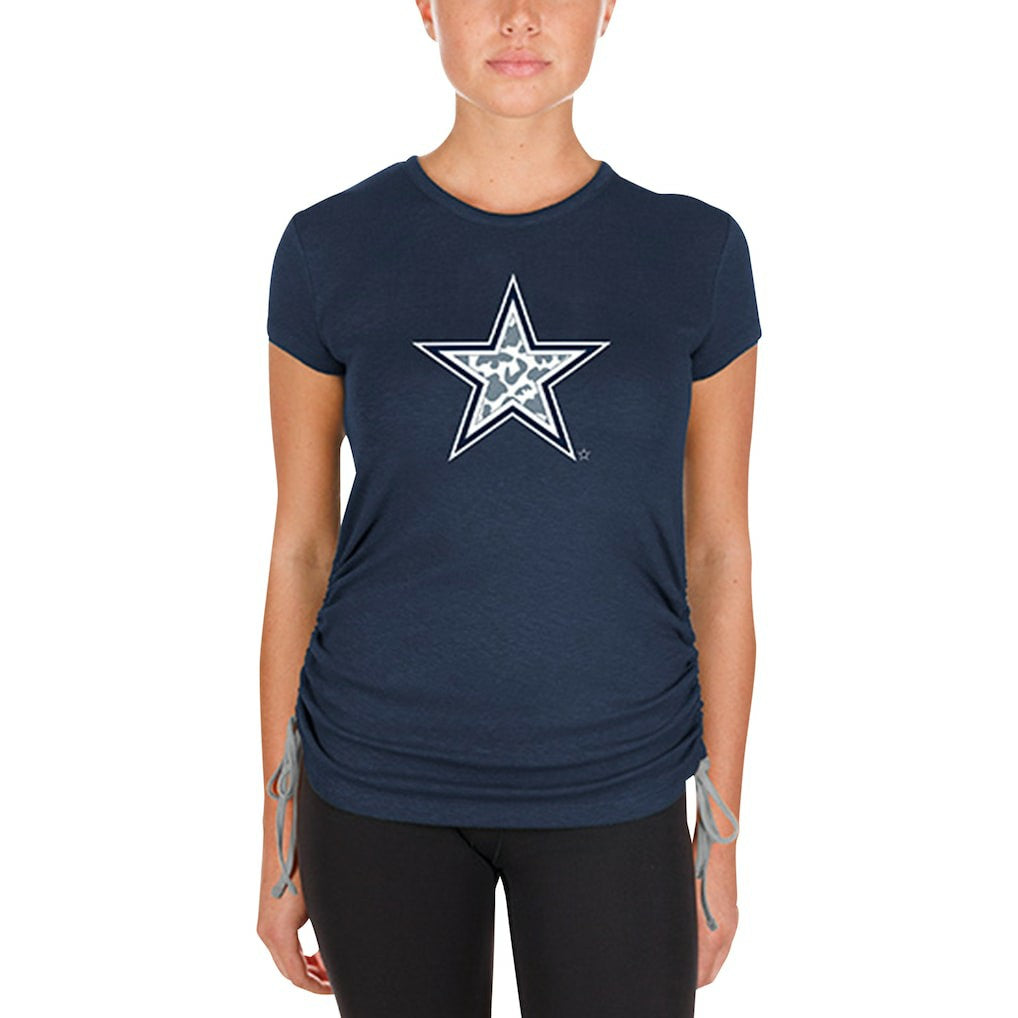 Dallas Cowboys New Era Women's Ruched Side T-Shirt - Navy outlet
