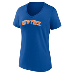 New York Knicks Women's Wordmark Team V-Neck T-Shirt - Blue for sale
