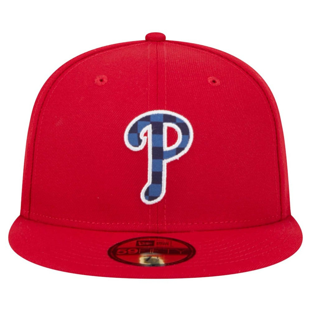 Philadelphia Phillies Checkered Undervisor 59FIFTY Fitted Hat - Red | New Era
