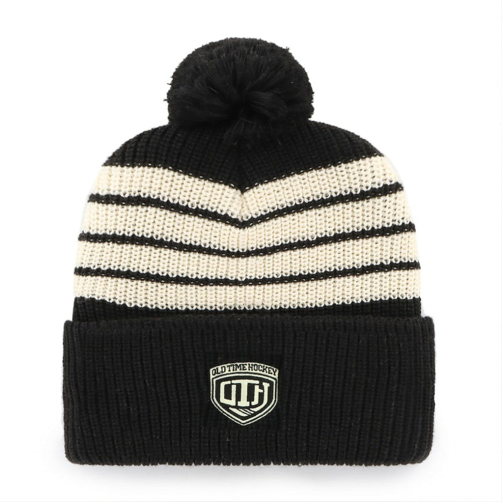 Chicago Blackhawks '47 Old Time Hockey Barn Cuffed Knit Hat with Pom Black