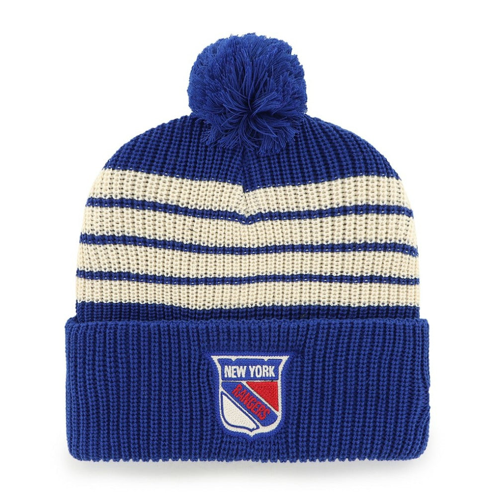 New York Rangers '47 Old Time Hockey Barn Cuffed Knit Hat with Pom Blue