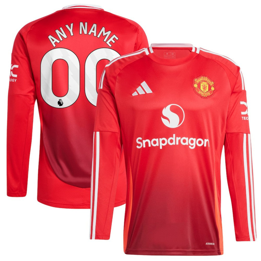 Manchester United 2024/25 Home Long Sleeve Replica Custom Jersey - Red | Adidas discount