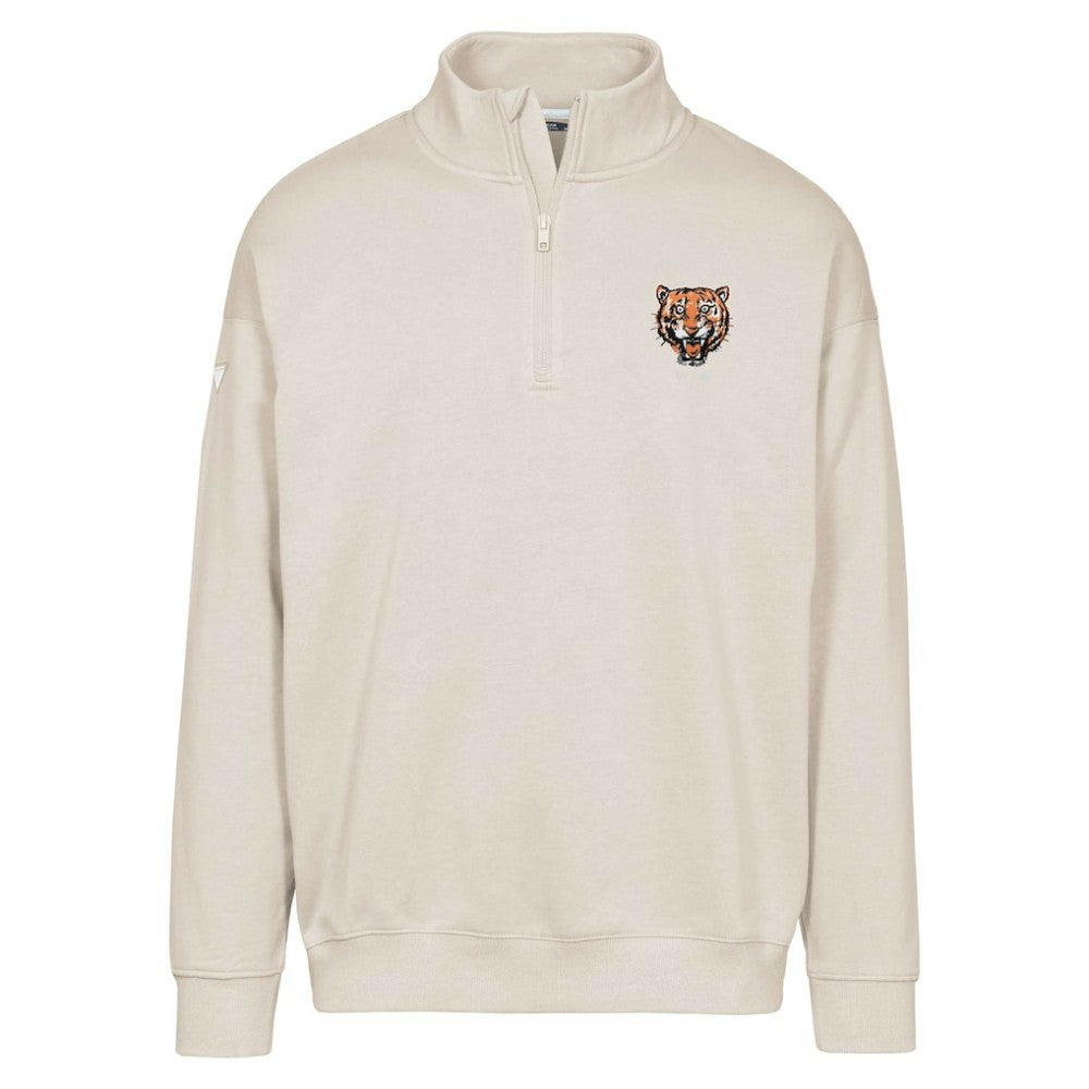 Detroit Tigers Levelwear Murray Core Logo Quarter-Zip Pullover Top - Khaki