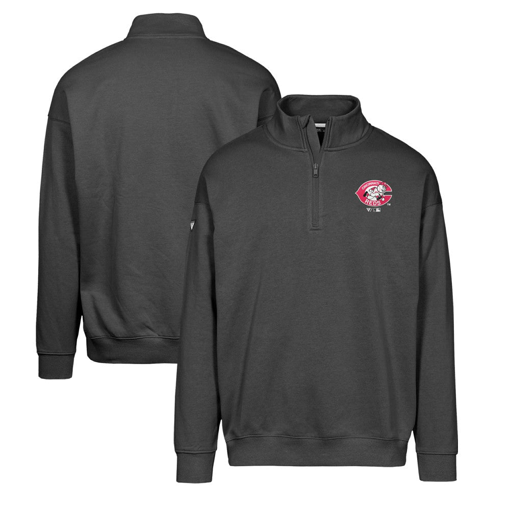 Cincinnati Reds Levelwear Murray Core Logo Quarter-Zip Pullover Top - Black