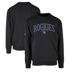 Colorado Rockies Levelwear Zane Cooperstown Collection Retro Spellout Pullover Sweatshirt - Black