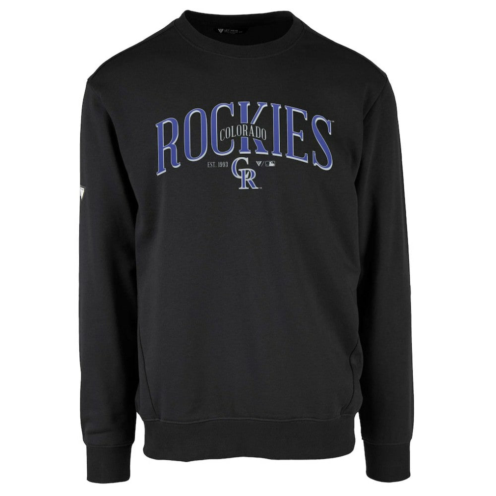 Colorado Rockies Levelwear Zane Cooperstown Collection Retro Spellout Pullover Sweatshirt - Black
