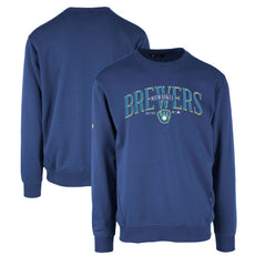 Milwaukee Brewers Levelwear Zane Cooperstown Collection Retro Spellout Pullover Sweatshirt - Royal