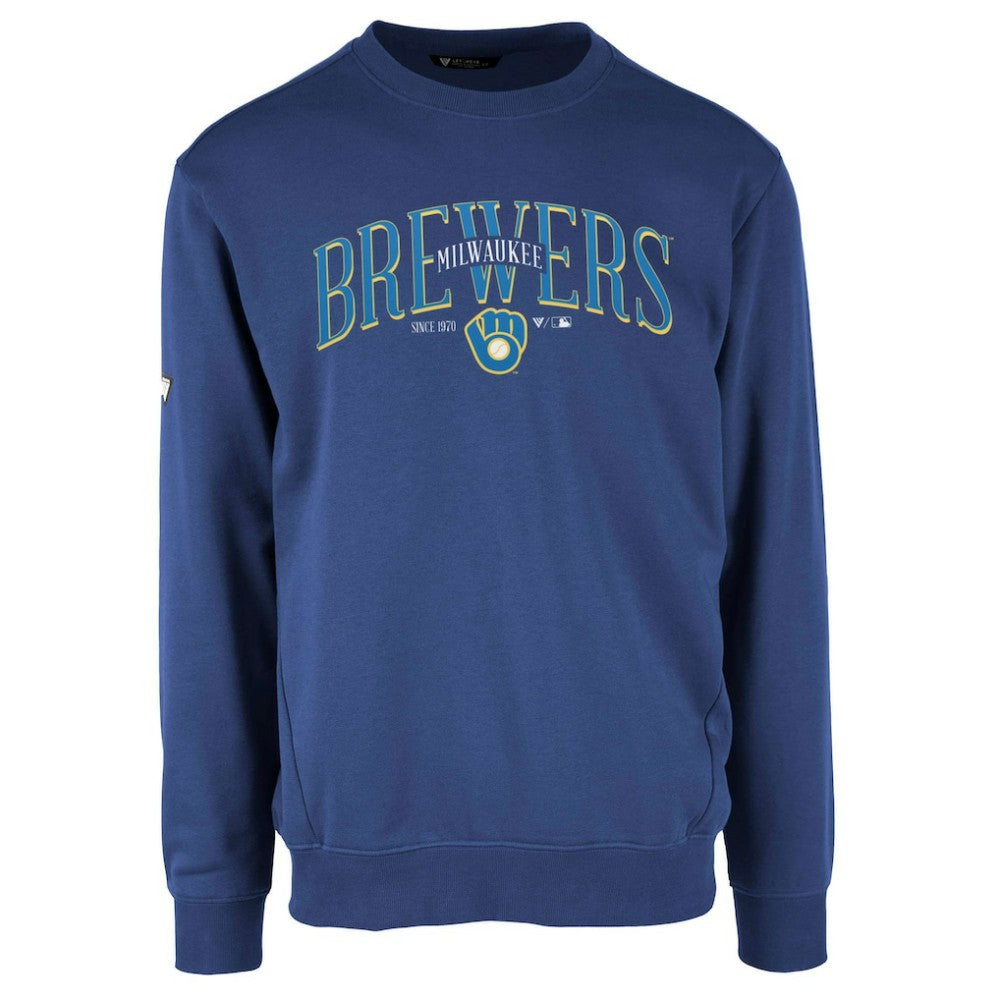 Milwaukee Brewers Levelwear Zane Cooperstown Collection Retro Spellout Pullover Sweatshirt - Royal