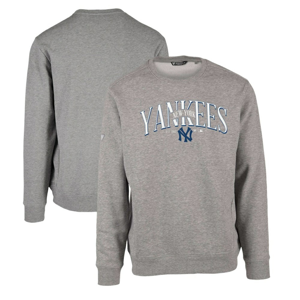 New York Yankees Levelwear Zane Cooperstown Collection Retro Spellout Pullover Sweatshirt - Gray