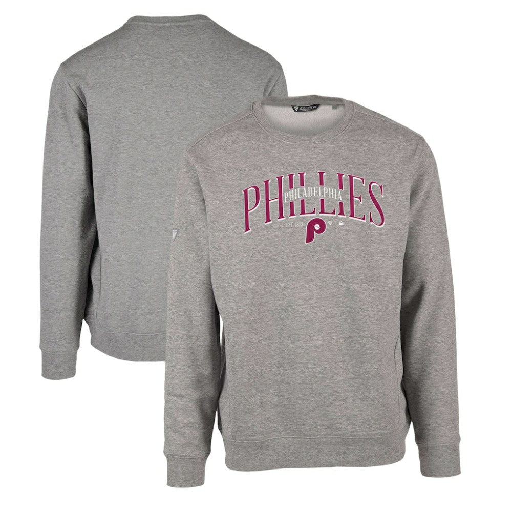 Philadelphia Phillies Levelwear Zane Cooperstown Collection Retro Spellout Pullover Sweatshirt - Gray