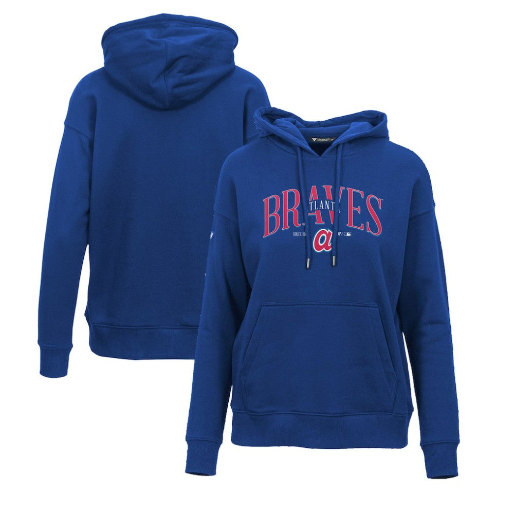 Atlanta Braves Levelwear Women's Adorn Cooperstown Collection Retro Spellout Pullover Hoodie - Royal