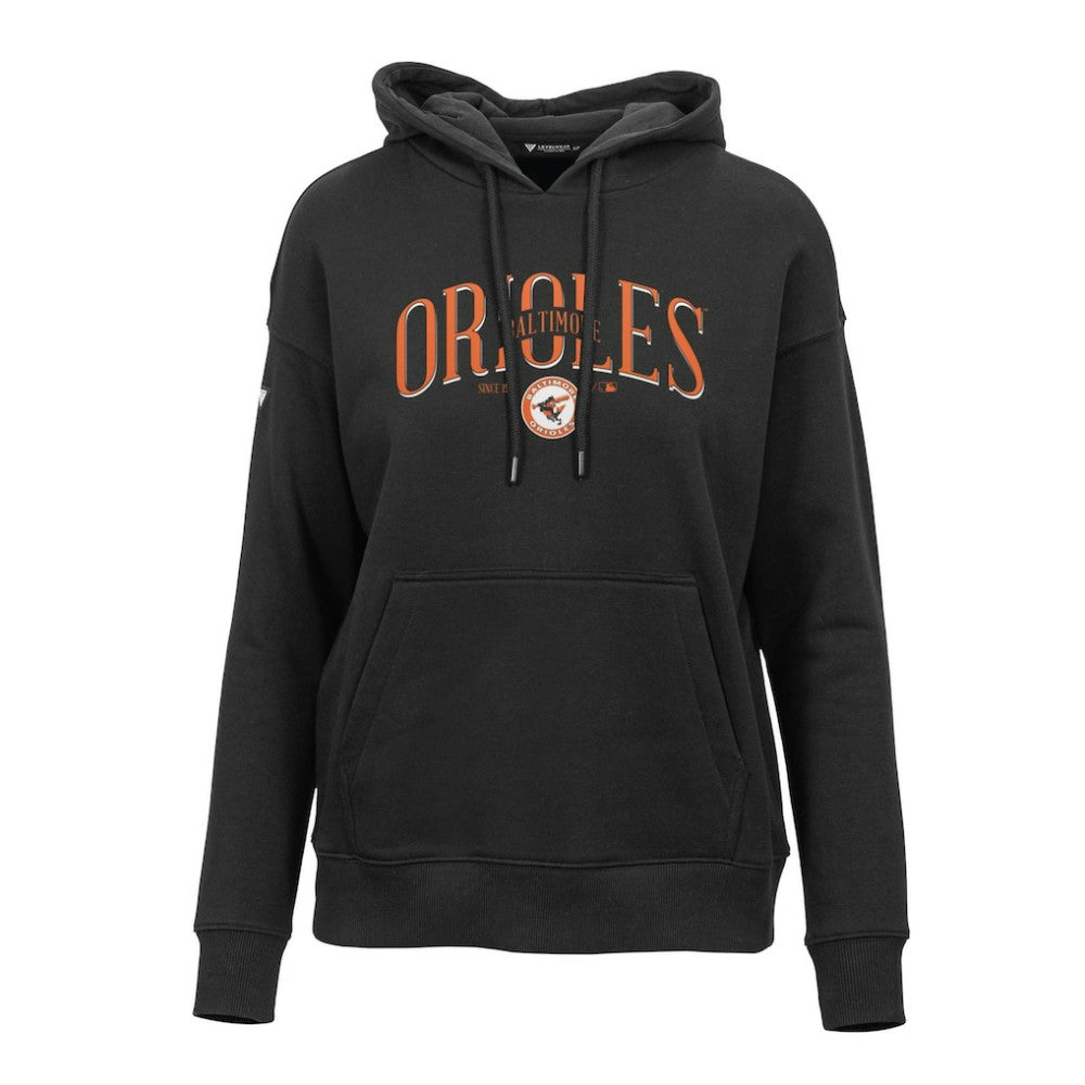 Baltimore Orioles Levelwear Women's Adorn Cooperstown Collection Retro Spellout Pullover Hoodie - Black