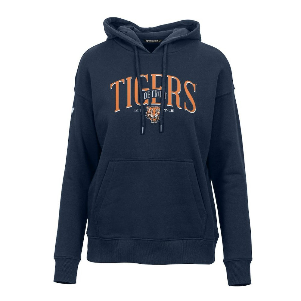 Detroit Tigers Levelwear Women's Adorn Cooperstown Collection Retro Spellout Pullover Hoodie - Navy