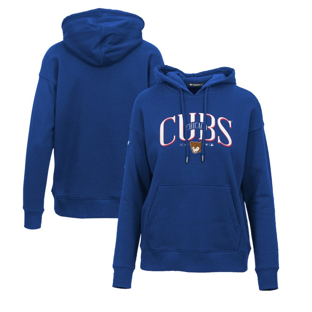 Chicago Cubs Levelwear Women's Adorn Cooperstown Collection Retro Spellout Pullover Hoodie - Royal