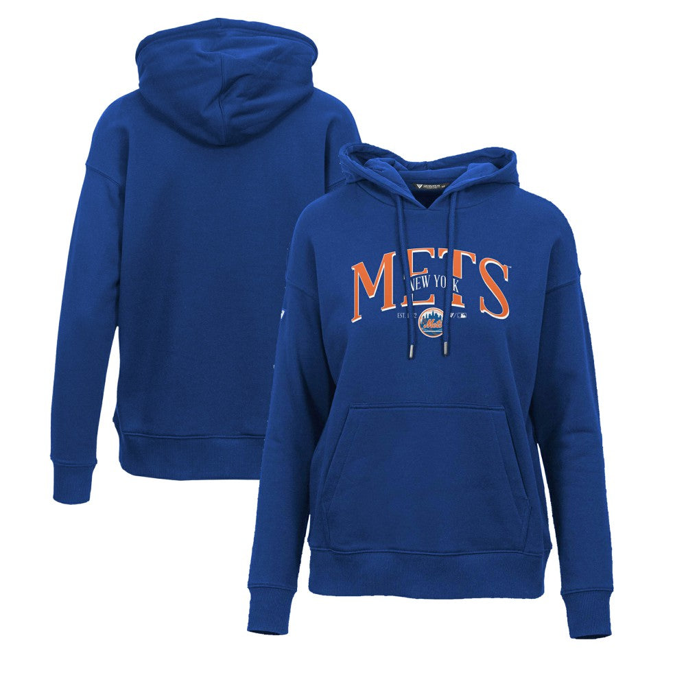 New York Mets Levelwear Women's Adorn Cooperstown Collection Retro Spellout Pullover Hoodie - Royal