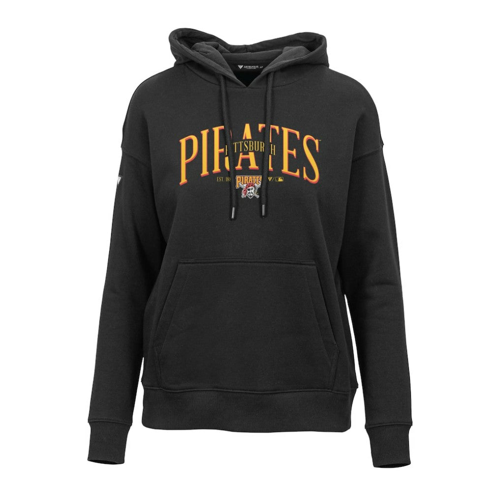 Pittsburgh Pirates Levelwear Women's Adorn Cooperstown Collection Retro Spellout Pullover Hoodie - Black