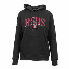 Cincinnati Reds Levelwear Women's Adorn Cooperstown Collection Retro Spellout Pullover Hoodie - Black