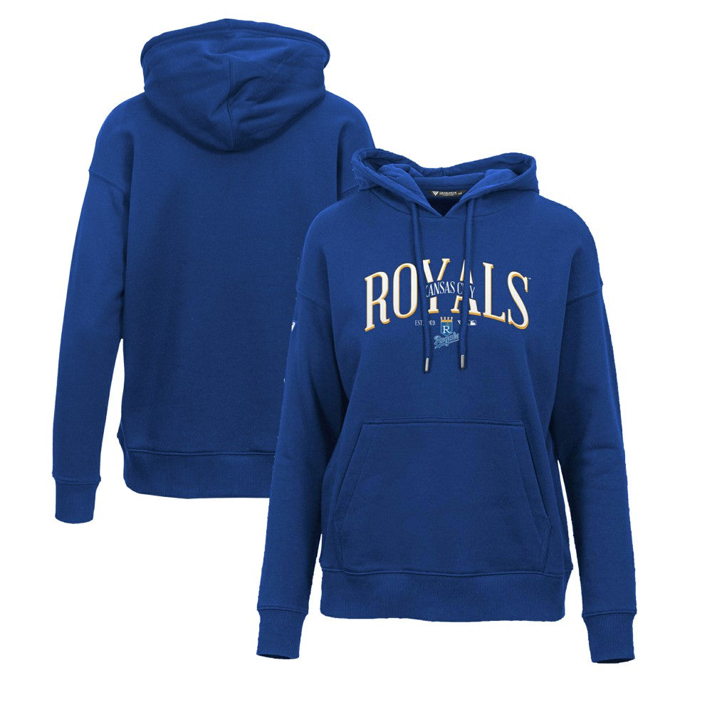 Kansas City Royals Levelwear Women's Adorn Cooperstown Collection Retro Spellout Pullover Hoodie - Royal