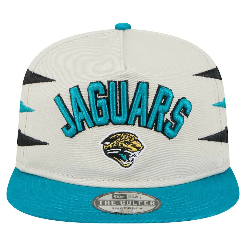 Jacksonville Jaguars New Era Athletic Golfer Snapback Hat - Stone/Teal cheap