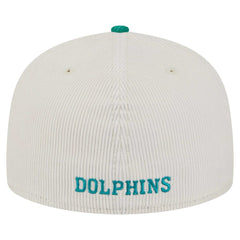 Miami Dolphins New Era Throwback Corduroy 59FIFTY Fitted Hat - Cream/Aqua online