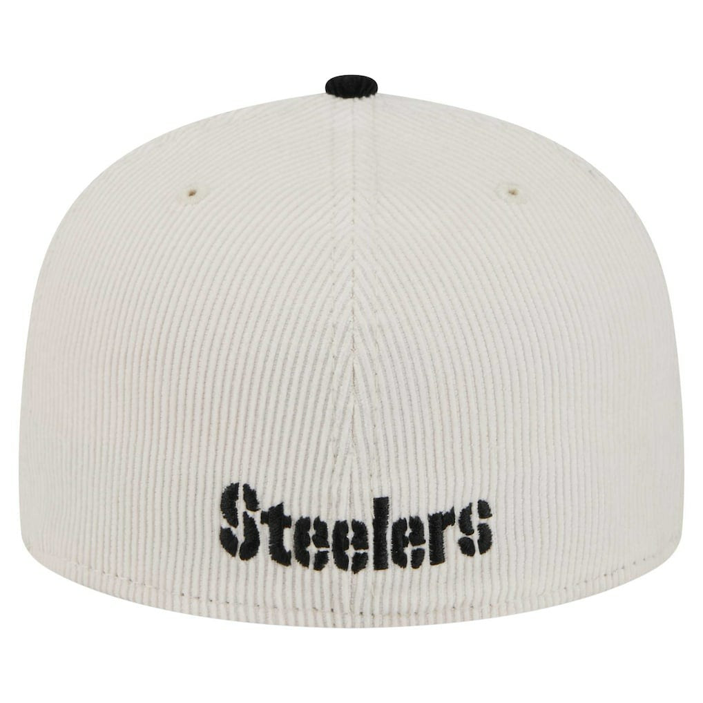 Pittsburgh Steelers New Era Corduroy 59FIFTY Fitted Hat - Cream/Black for sale